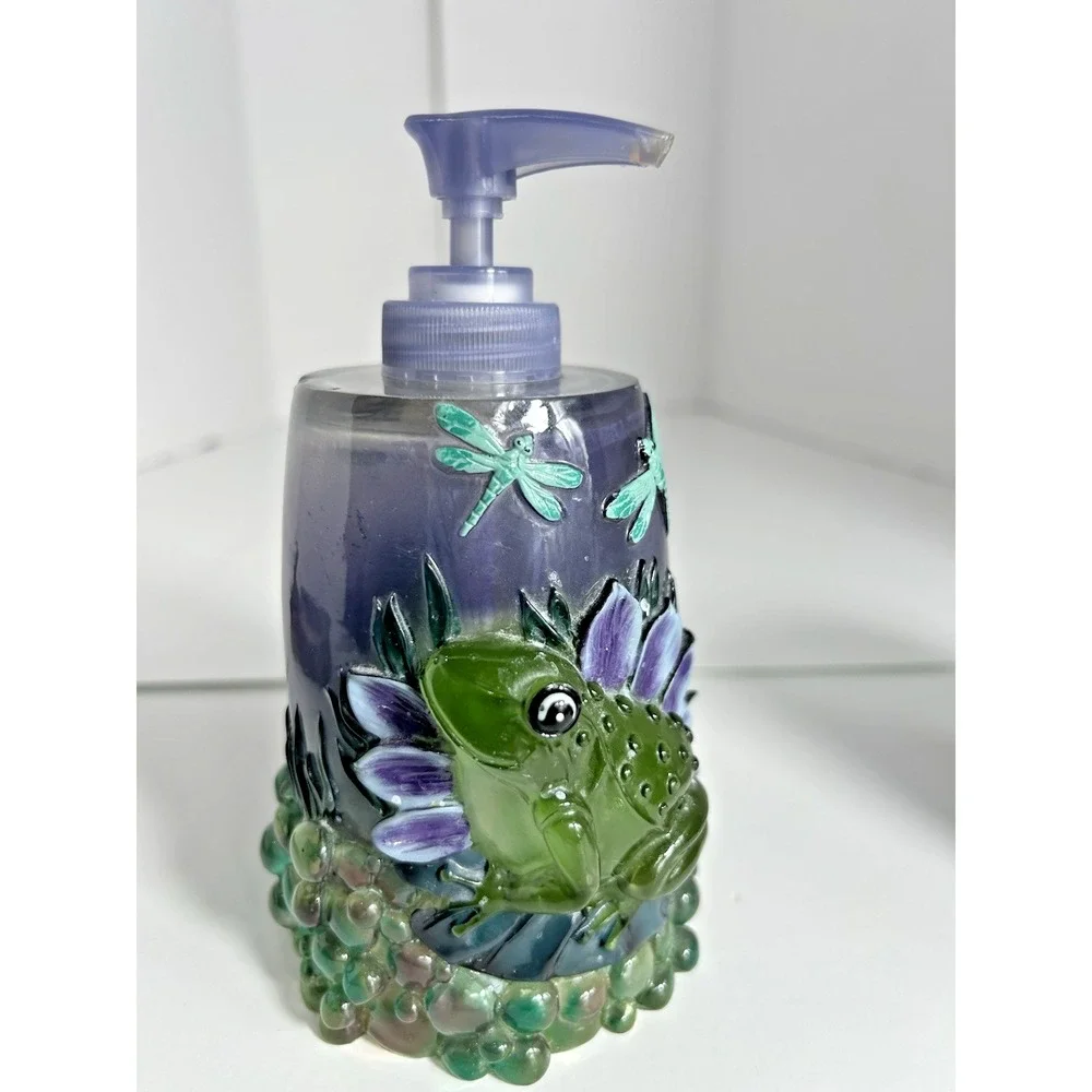 Vintage Lucite 60s 70s‎ Purple Green Frog Decor Bathroom Vanity Set 3 pc RARE